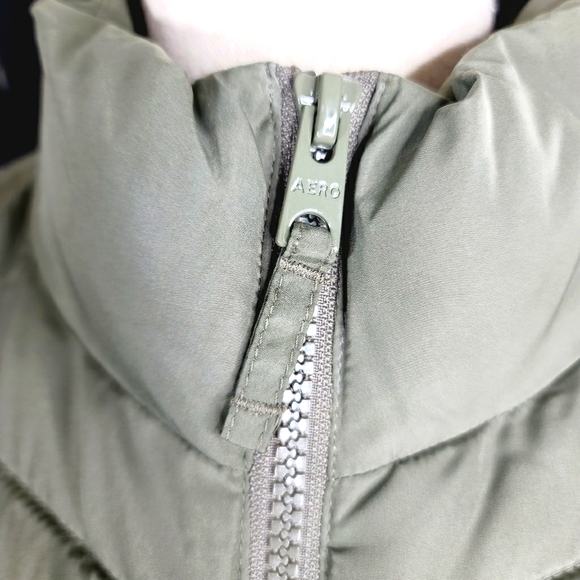 Aeropostale Puff Vest Jacket Olive Green/Black - Picture 11 of 11